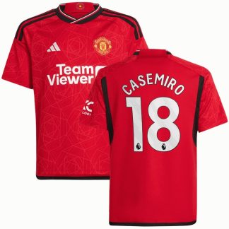Billige Fodboldtrøjer Man Utd Hjemmebanetrøje 2023-24 Rød Kortærmet Casemiro 18