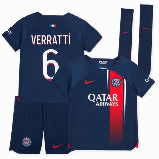 Billige Fodboldtrøjer Paris Saint-Germain Børn Hjemmebanesæt 2023/24 Kortærmet Verratti 6
