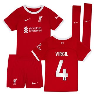 Børn Fodboldtrøjer Liverpool Hjemmebanetrøje 23/24 Rød Kortærmet med Virgil 4 tryk