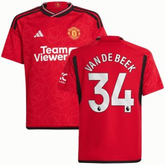 Manchester United Hjemmebanetrøje 2023-24 Rød Kortærmet Van De Beek 34