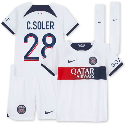 Paris Saint-Germain Børn Udebanetrøje 2023/24 Kortærmet med C.Soler 28 tryk