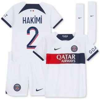 Paris Saint-Germain Udebanetrøje 2023/24 PSG Børn Kortærmet med Hakimi 2 tryk