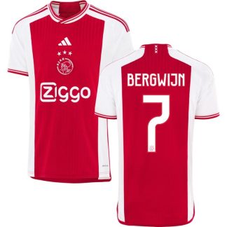 Ajax Hjemmebanetrøje 2023/24 Rød Kortærmet med Bergwijn 7 tryk