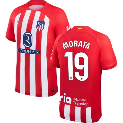 Atletico Madrid Hjemmebanetrøje 2023/24 Rød Kortærmet med Morata 19 tryk