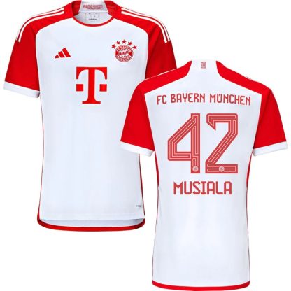 Bayern Munich Hjemmebanetrøje 2023/24 Hvid Rød Kortærmet Musiala 42