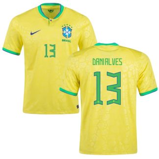Brasilien Hjemmebanetrøje VM 2022 Gul Kortærmet Dani Alves 13