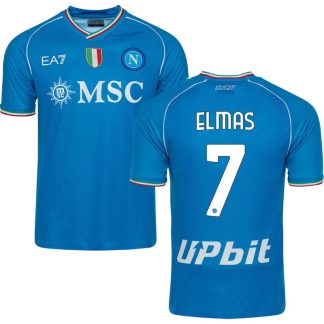 Elmas 7 SSC Napoli Hjemmebanetrøje 2023/24 Blå Kortærmet