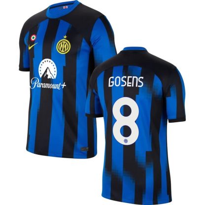 Gosens 8 Inter Milan Hjemmebanetrøje 2023/24 Blå Sort Kortærmet