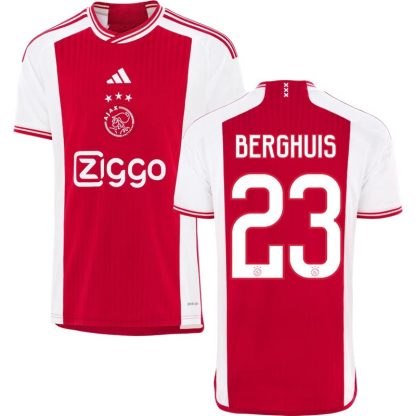 Herre Ajax Hjemmebanetrøje 2023/24 Rød Kortærmet med Berghuis 23 tryk