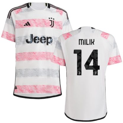 Juventus Udebanetrøje 2023/24 Hvid Pink Kortærmet med Milik 14 tryk