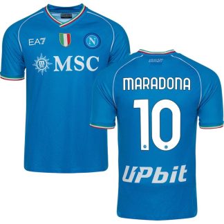 Maradona 10 SSC Napoli Hjemmebanetrøje 2023/24 Blå Kortærmet