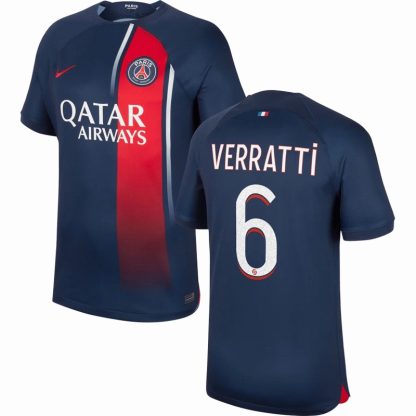 Paris Saint-Germain Hjemmebanetrøje 2023/24 Navy Kortærmet med Verratti 6 tryk