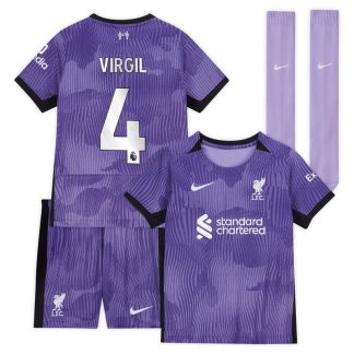 Børn Fodboldtrøje Liverpool Tredjetrøje Virgil 4 23/24 Kortærmet + korte bukser