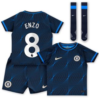 ENZO 8 Chelsea Udebanetrøje 2023-2024 Børn Kortærmet + korte bukser