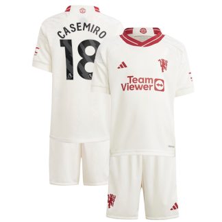 Fodboldtrøjer til børn Manchester United Tredjetrøje 2023/24 Hvid Kortærmet Casemiro 18
