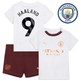 Haaland 9 Manchester City Udebanetrøje 2023/24 Børn Kortærmet + korte bukser