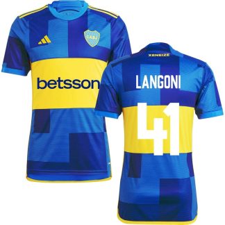 Langoni 41 Boca Juniors Hjemmebanetrøje 23/24 Blå Gul Kortærmet