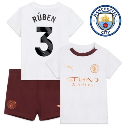 Manchester City Udebanetrøje 2023/24 Børn Kortærmet + korte bukser Rúben 3