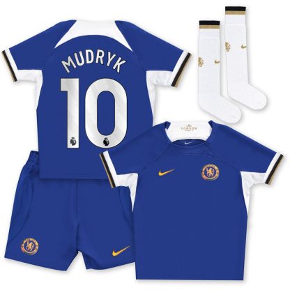 Mudryk 10 Chelsea Børn Hjemmebanetrøje 2023/24 Blå Kortærmet + korte bukser