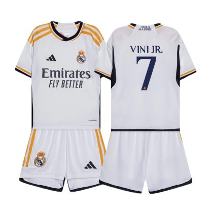 Real Madrid VINI JR. 7 Hjemmebanetrøje 2023/24 Børn Kortærmet + korte bukser