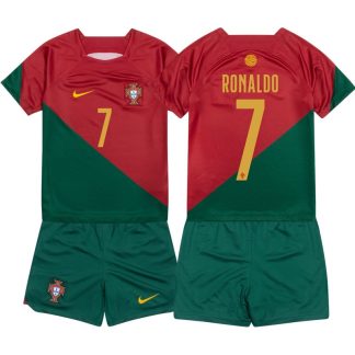 Billige Fodboldtrøjer Ronaldo 7 Portugal Hjemmebanetrøje 2022/23 Børn Kortærmet