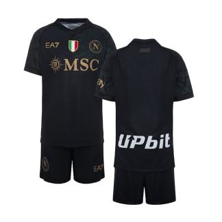 Børn Fodboldtrøjer SSC Napoli Tredjetrøje 23/24 Sort Kortærmet + korte bukser