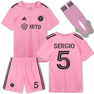 Inter Miami CF SERGIO 5 Hjemmebanetrøje 23/24 Kortærmet + korte bukser til Børn
