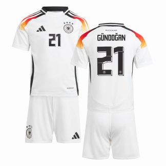 EURO 2024 Gündoğan 21 Tyskland Hjemmebane Hvid Fodboldtrøjer til Børn