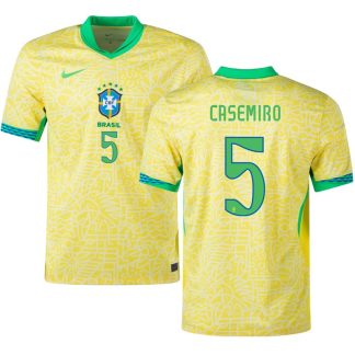 Køb Din CASEMIRO 5 Brasilien 2024 Copa America Hjemme Fodboldtrøjer I Dag