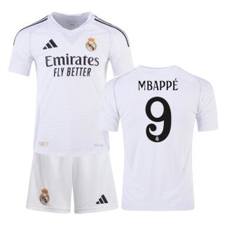 202425 Real Madrid Børn Hjemmebanetrøje med Mbappé 9 tryk
