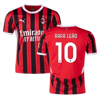Mænd Rafael Leao #10 Rød Sort AC Milan Hjemmebane trøjer 2024/25 T-Shirt