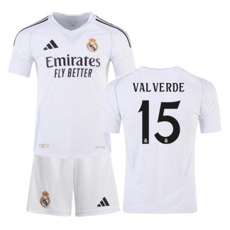 Real Madrid Fodboldsæt Børn 2024-25 Hjemmebanetrøje - VALVERDE 15