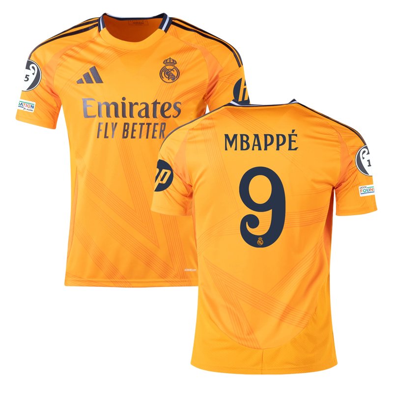 Bestil Real Madrid 2024/25 Udebanetrøje med Mbappé 9 navn