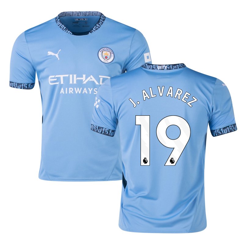 Ny Manchester City-trøje 2024-25 Hjemmebanetrøje til Mænd - J.Alvarez 19
