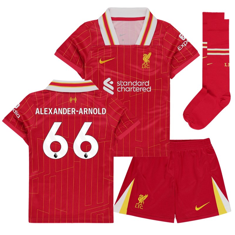 2024-2025 Liverpool FC Home Børnefodboldtrøjesæt nr. 66 Alexander-Arnold